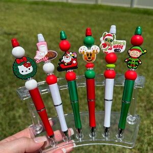 2/$14 silicone beaded pens - Christmas themed